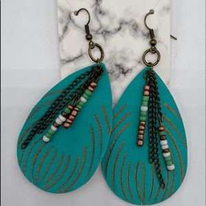 NWT Handmade Vintage boho genuine leather earrings